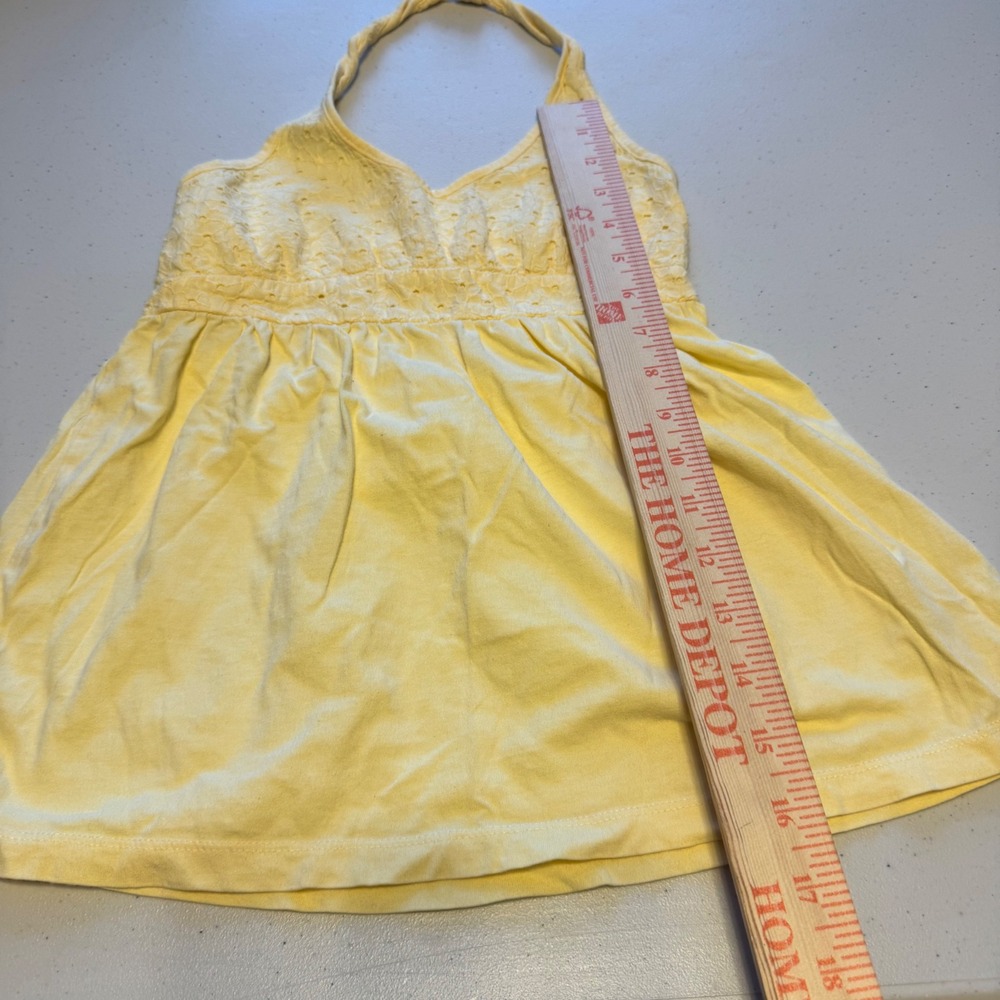 Y2K Boho Girls Large Yellow Eyelet Halter Babydoll Top Old Navy Summer coquette - Picture 5 of 6